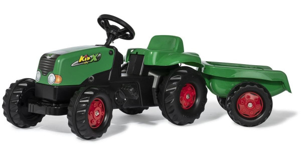 Rolly Toys Šlapací traktor Rolly Kid s vlečkou - zeleno-červený
