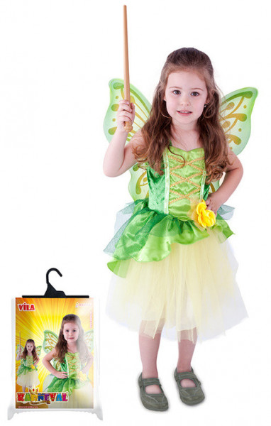 Šaty na karneval karnevalový kostým víla Zelenka s křídly velikost S