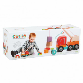 CUBIKA 13982 Autojeřáb s magnetem - dřevěná skládačka 14 dílů