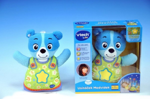 VTech usínáček Medvídek modrý pro nejmenší plyš 22 cm na baterie se zvukem se světlem