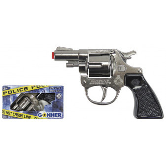 Gonher Policejní revolver kovový stříbrný  8' ran na kapsle