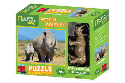 Puzzle 3D Nosorožec 100 dílků figurka