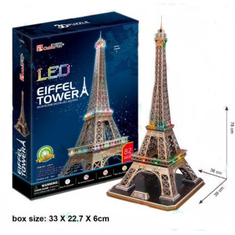 Cubicfun puzzle 3D Eiffelova věž - LED noční edice svíticí 82 dílků