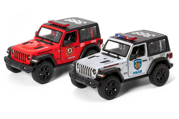 Kinsmart Auto kovové Jeep Wrangler policie/hasiči