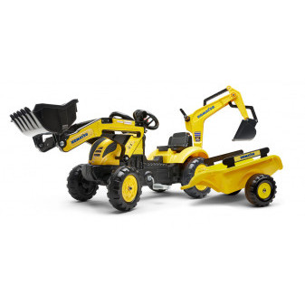 Falk Traktor šlapací Komatsu s přední a zadní lžící a valníkem