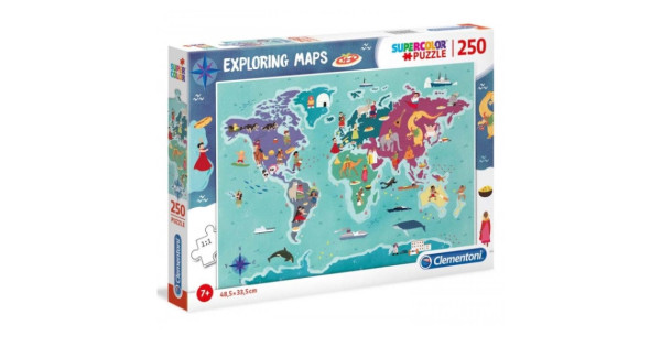 Clementoni 29064 puzzle SuperColor 250 dílků Mapa světa