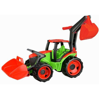 Lena Traktor se lžící a bagrem plastový červeno - zelený 107 cm v krabici