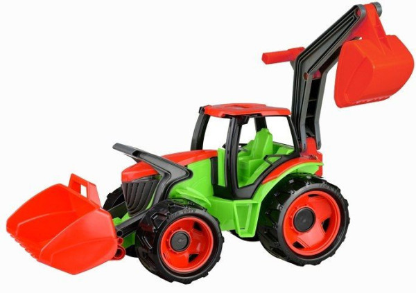 Lena Traktor se lžící a bagrem plastový červeno - zelený 107 cm v krabici
