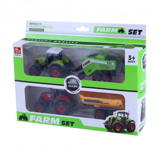Kovový traktor set 2ks s vlečkou