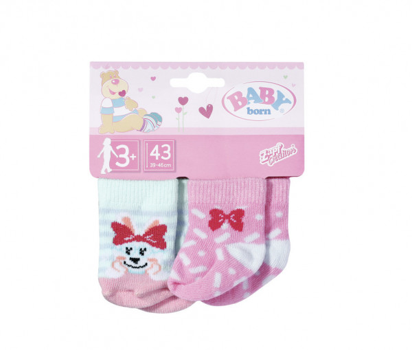 Zapf Creation BB Baby Born Ponožky (2 páry), 43 cm růžovo-bílé