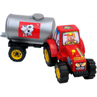 Traktor plastový s cisternou na mléko Kravička 3 barvy