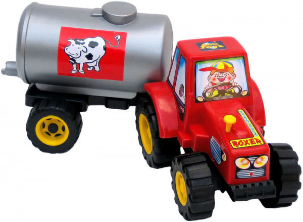 Traktor plastový s cisternou na mléko Kravička 3 barvy