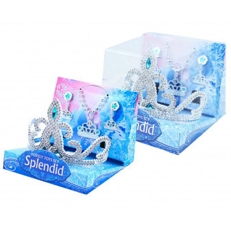 Karnevalová sada korunka s náušnicemi náhrdelníkem a prstýnkem Frozen Ledové království