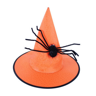 Klobouk čarodějnice s pavoukem pro dospělé oranžový