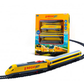 Žlutý vlak RegioJet se zvukem a světlem na baterie