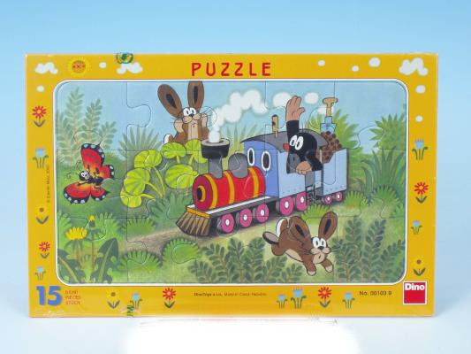 Dino puzzle deskové Krtek a lokomotiva 15 dílků