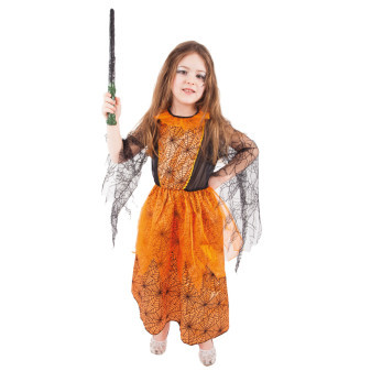 Dětský kostým čarodějnice/Halloween oranžový (M) e-obal