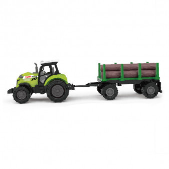 Traktor s vlečkou na dřevo se zvukem a světlem