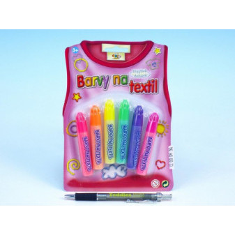 Barvy na textil třpytivé duhové 6 ks na kartě