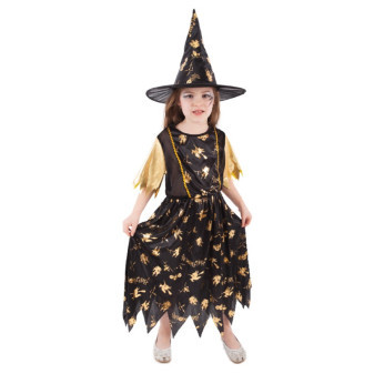 Dětský kostým čarodějnice černo-zlatá (S) e-obal 3-6 let