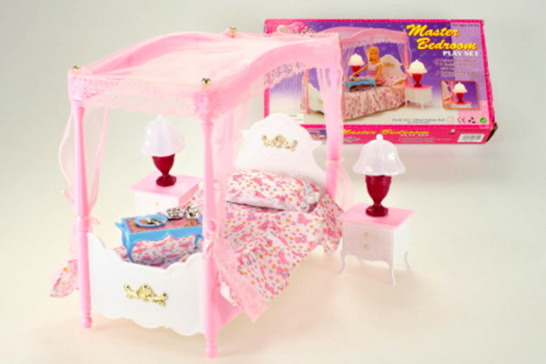 Glorie postel s nebesy pro panenky typu Barbie