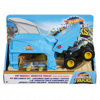 Mattel HW Hot Wheels Monster Trucks závodní herní set  - modrý GKY03