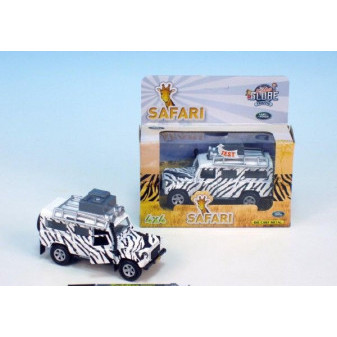 Auto Land Rover safari 14 cm kovové na zpětný chod na baterie se světlem v krabičce