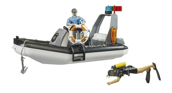 Bruder 62733 Bworld Policejní člun s policistou, potápěčem a příslušenstvím
