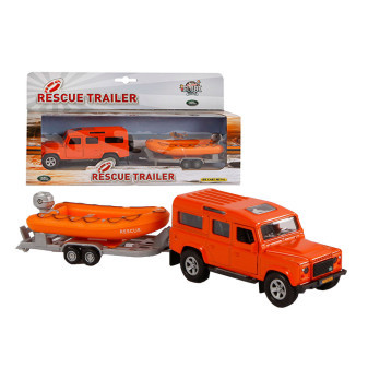 Auto Land Rover Defender kovový 14 cm se člunem 12 cm v krabičce