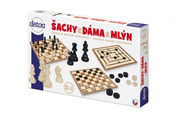 Detoa Šachy a dáma dřevo společenská hra