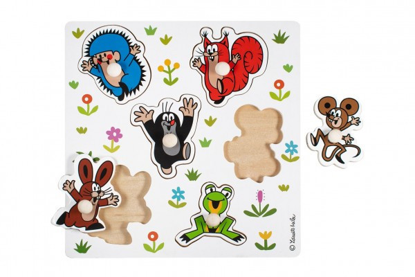 Detoa Puzzle Vkládačka deskové Krtek dřevo 22,5x22,5cm ve fólii 18m+