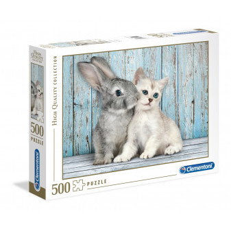 Clementoni 35004 puzzle 500 dílků Kotě a králíček