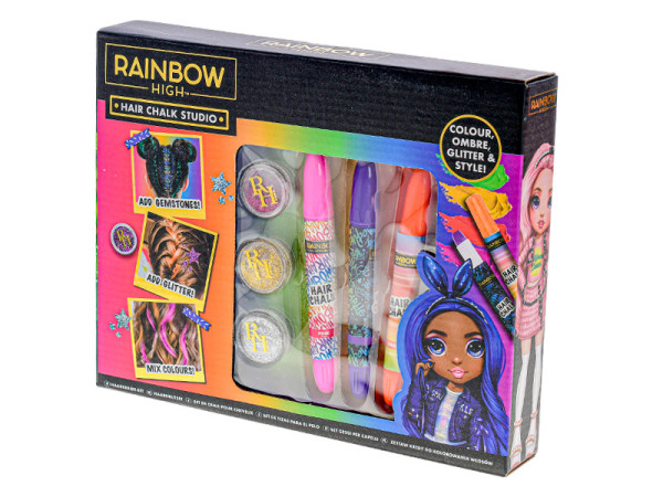 Rainbow High dekorativní sada s křídami na vlasy a doplňky v krabičce