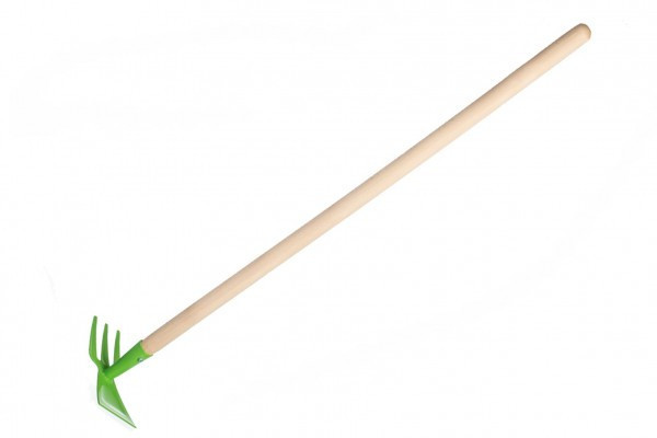 Motyčka oboustranná zelená s násadou kov/dřevo 80cm