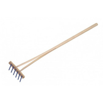 Hrábě modré s násadou s 6 kolíky dřevo/plast 90cm nářadí