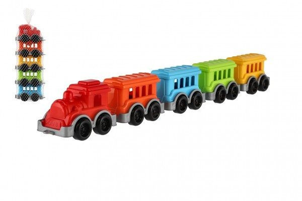Lokomotiva/Vlak + 4 vagóny plast v síťce 5x24x10cm
