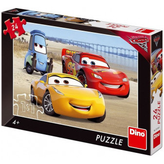 Dino puzzle Cars na pláži 24 dílků