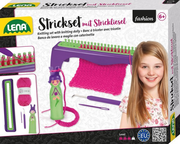 Lena pletací stůl plast s vlnou a doplňky v krabici 30x24x7cm