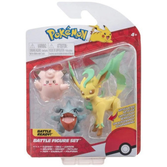 Pokémon figurky - 3 ks v balení - Clefairy + Gible + Leafeon