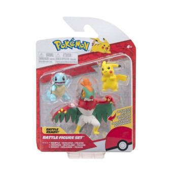Pokémon figurky - 3 ks v balení - Squirtle + Hawlucha + Pikachu