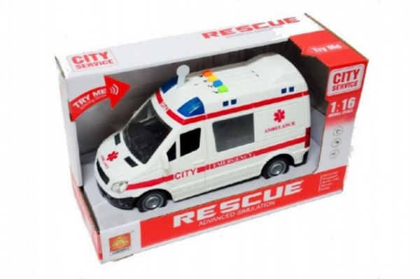 Auto ambulance sanitka plast 20cm na baterie se zvukem se světlem