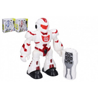 Robot RC plast 23 cm na baterie na ovládání se světlem se zvukem 2 barvy v krabici 25x26x9,5cm
