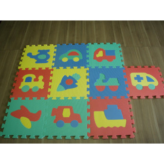 Měkké bloky koberec baby soft dopravní prostředky pěnové puzzle - 10ks 32 x 32 cm