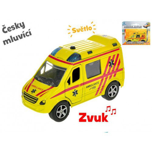 Auto ambulance 11 cm kov zpětný chod český mluvící se světlem