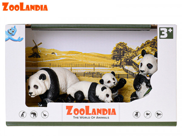 Zoolandia samec a samice pandy s mláďaty v krabičce