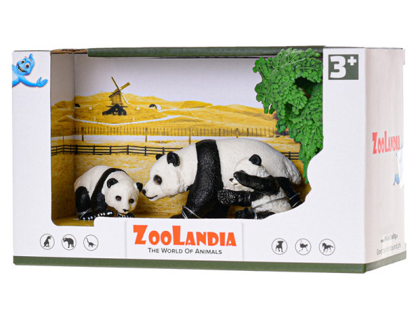 Zoolandia panda s mláďaty a doplňky v krabičce