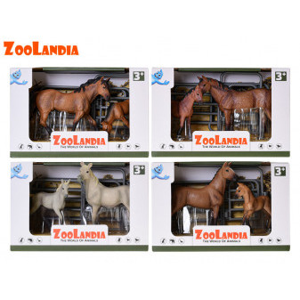 Zoolandia kůň s hříbětem a doplňky různé druhy v krabičce