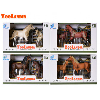 Zoolandia kůň s hříbětem a doplňky 4 druhy v krabičce