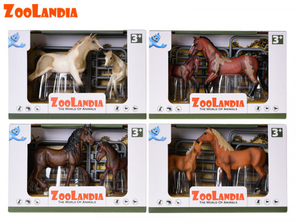 Zoolandia kůň s hříbětem a doplňky 4 druhy v krabičce