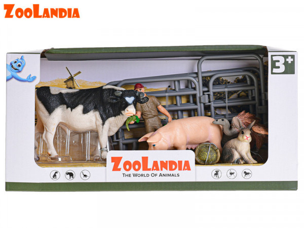 Zoolandia býk se zvířátky z farmy a doplňky  v krabičce